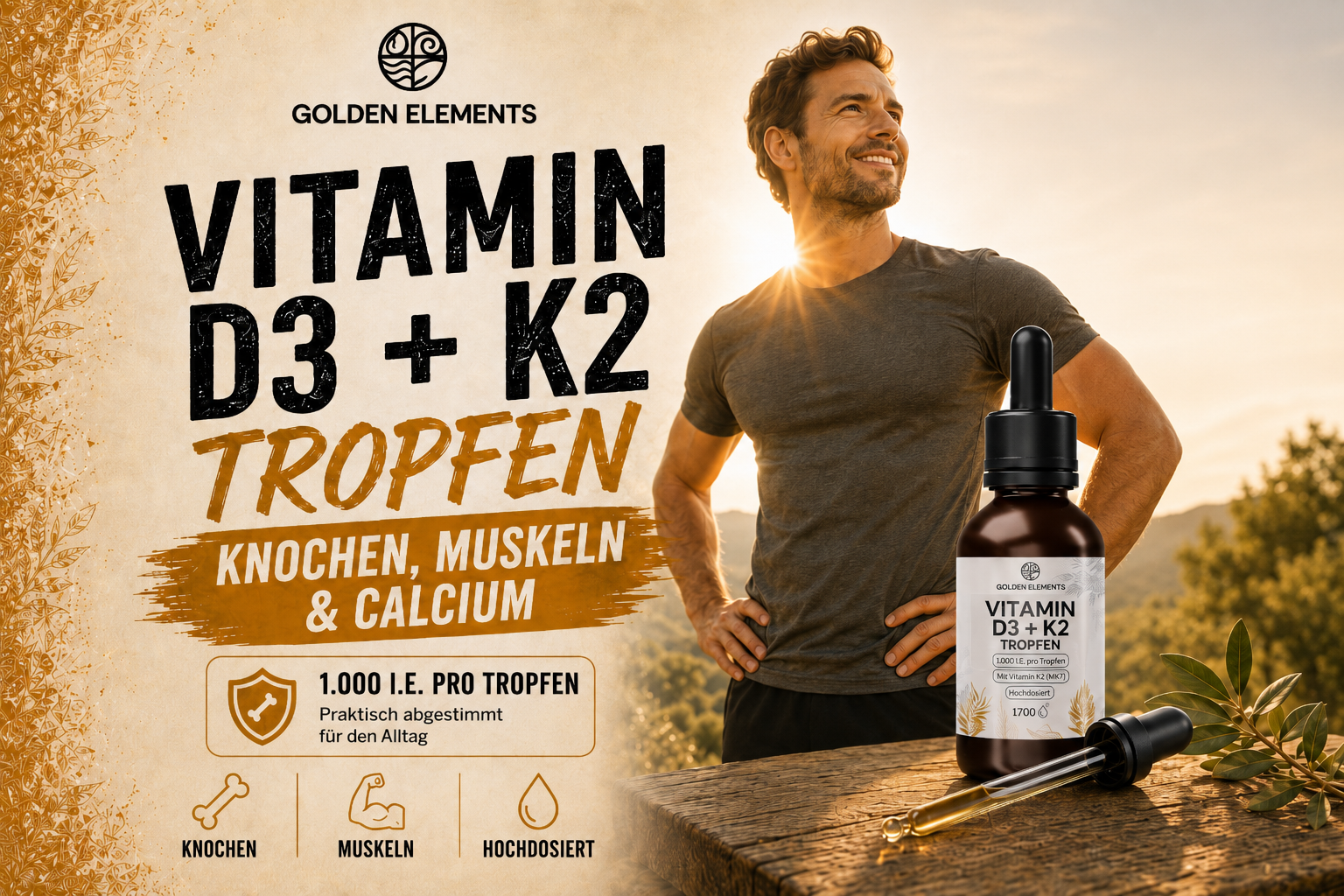 Vitamin D3 + K2 Tropfen: Warum Knochen, Muskeln und Calcium zusammengehören