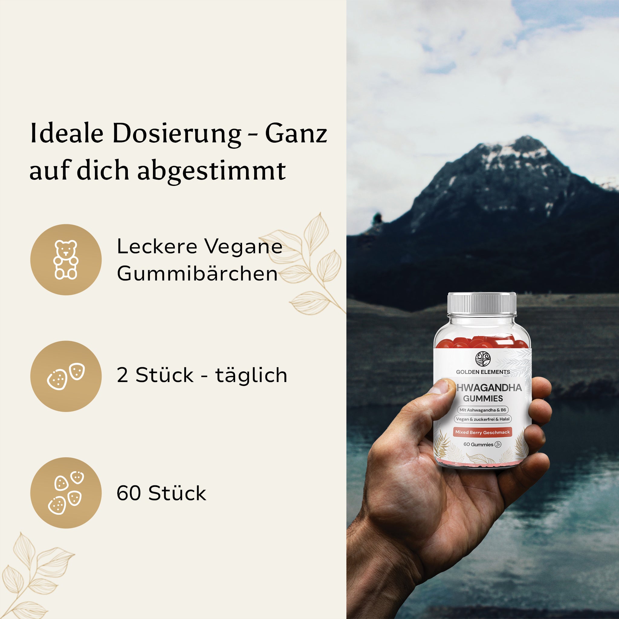 Premium Ashwagandha Gummies 300 + Vitamin B6, - 60 pieces