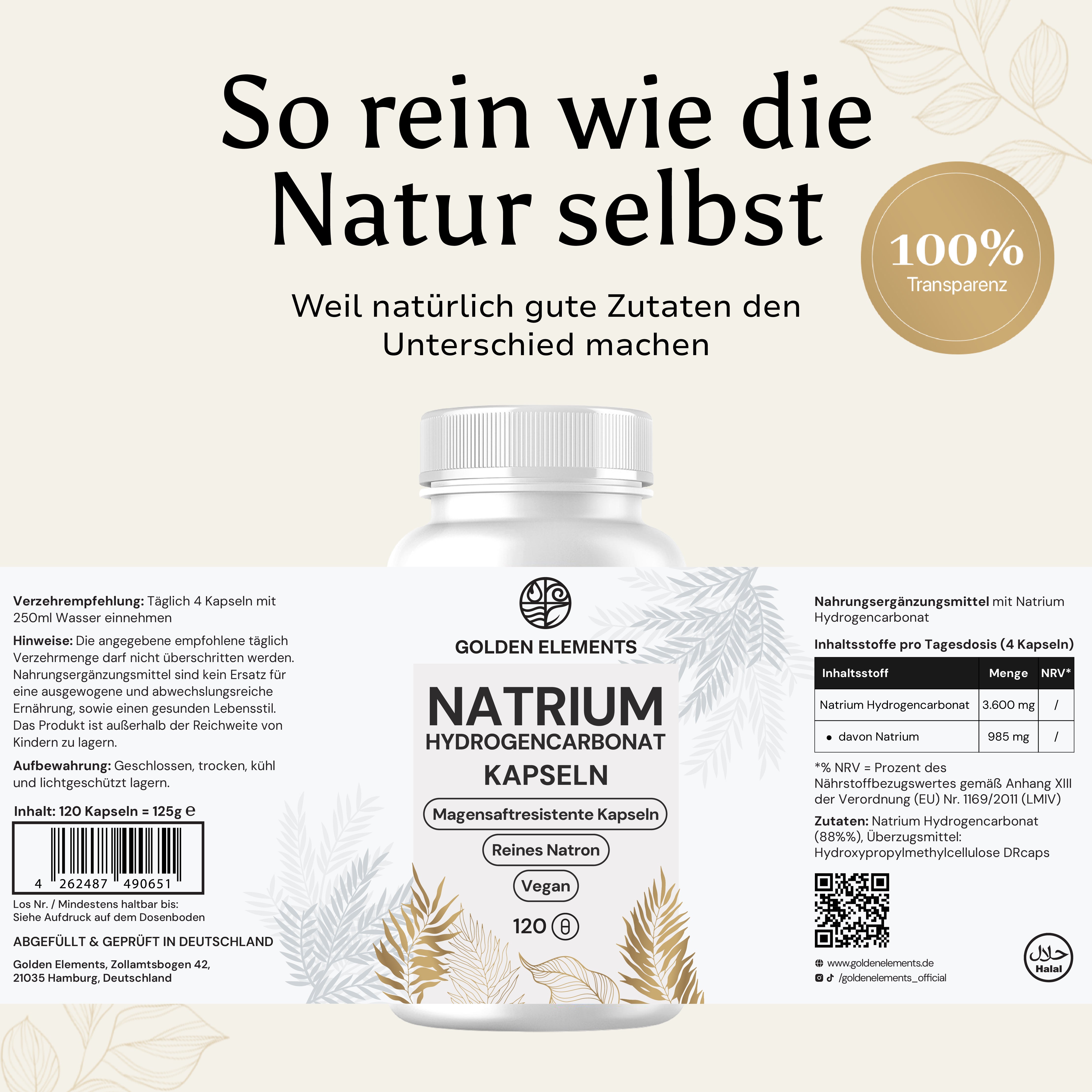 Natron Element Natrium Hydrogencarbonat Kapseln – Reines Natron | Golden Elements ...