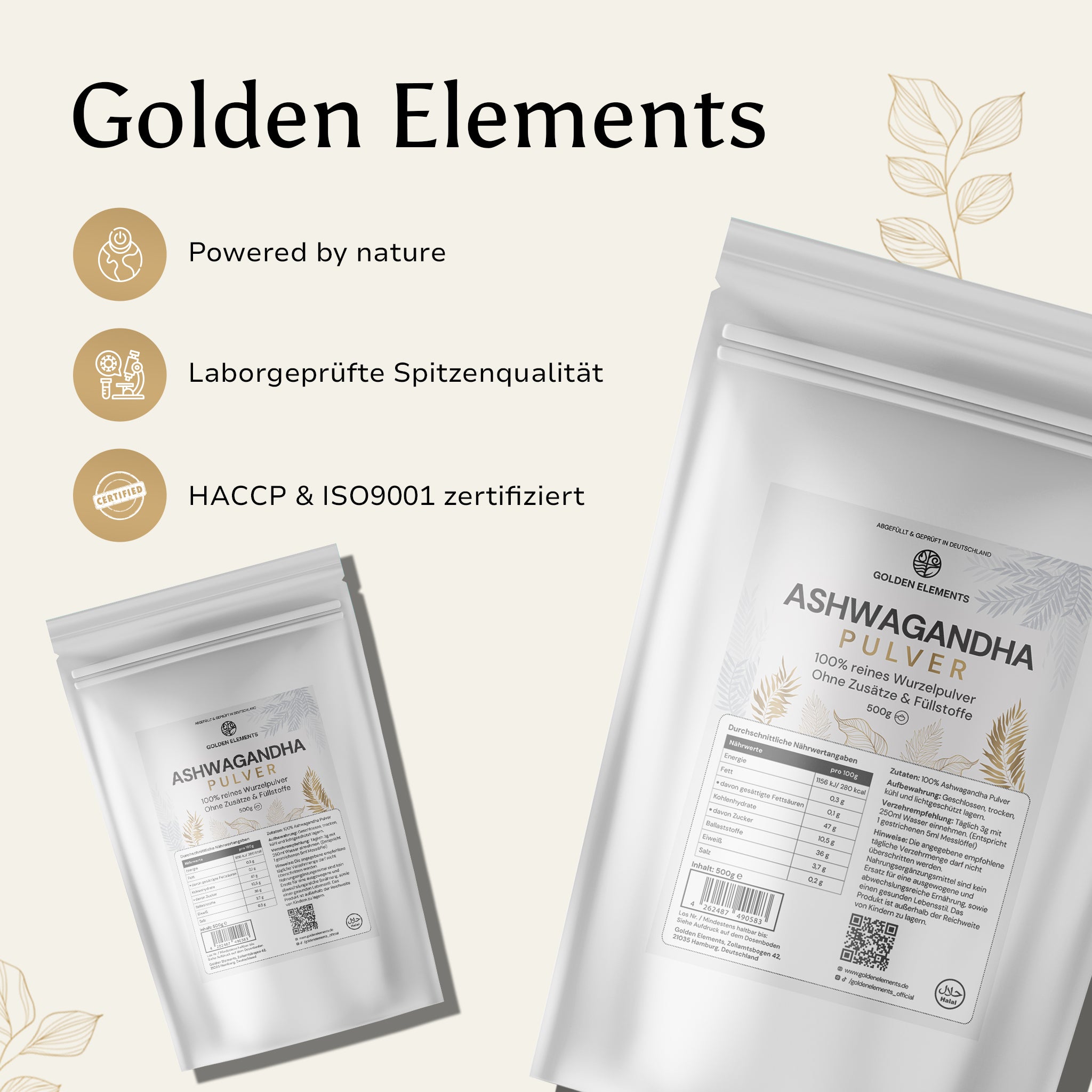 Ashwagandha Pulver - 5 Monate Vorrat - 500g