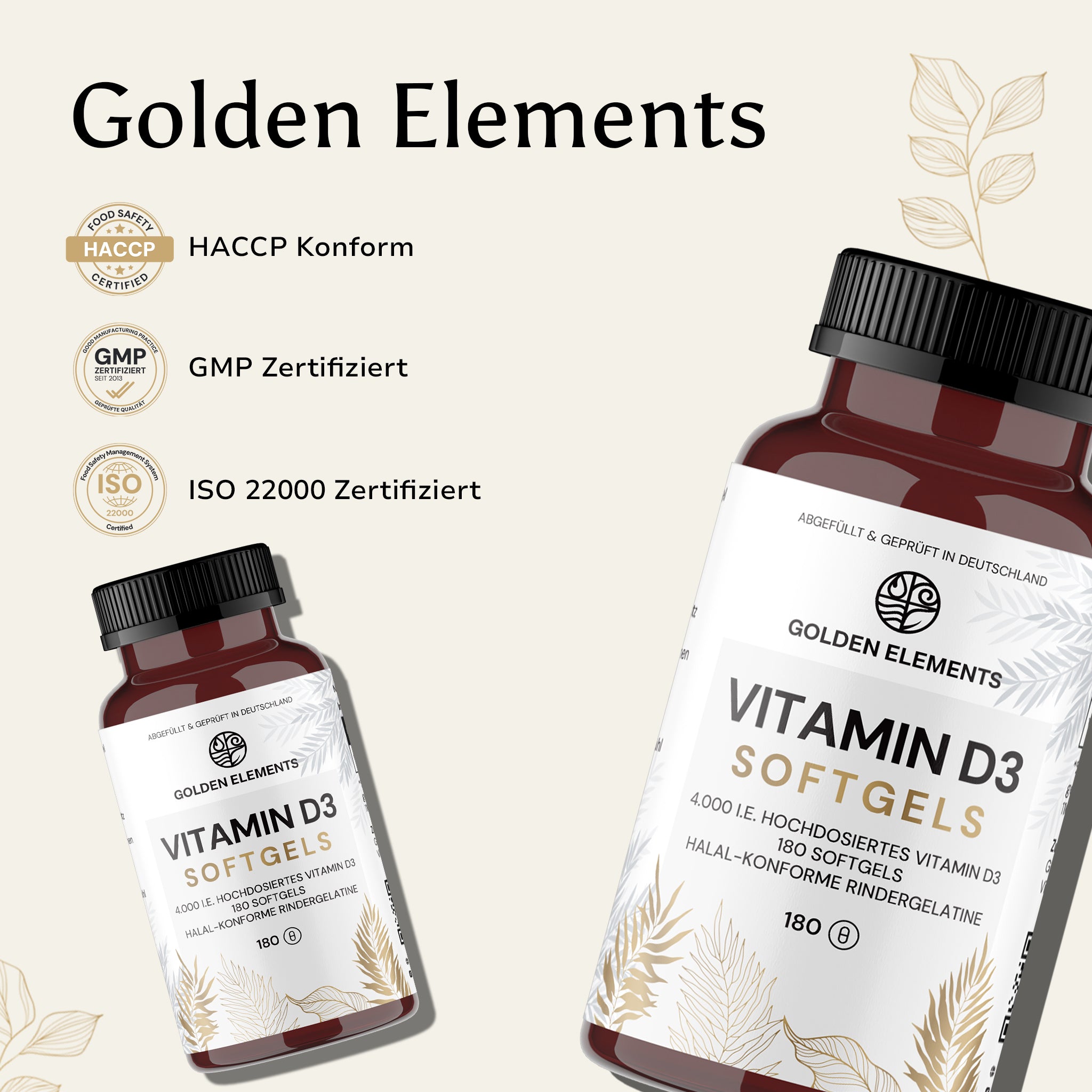 Vitamin D3 4.000 IE - 2 Jahre Vorrat - 180 Softgels Halal