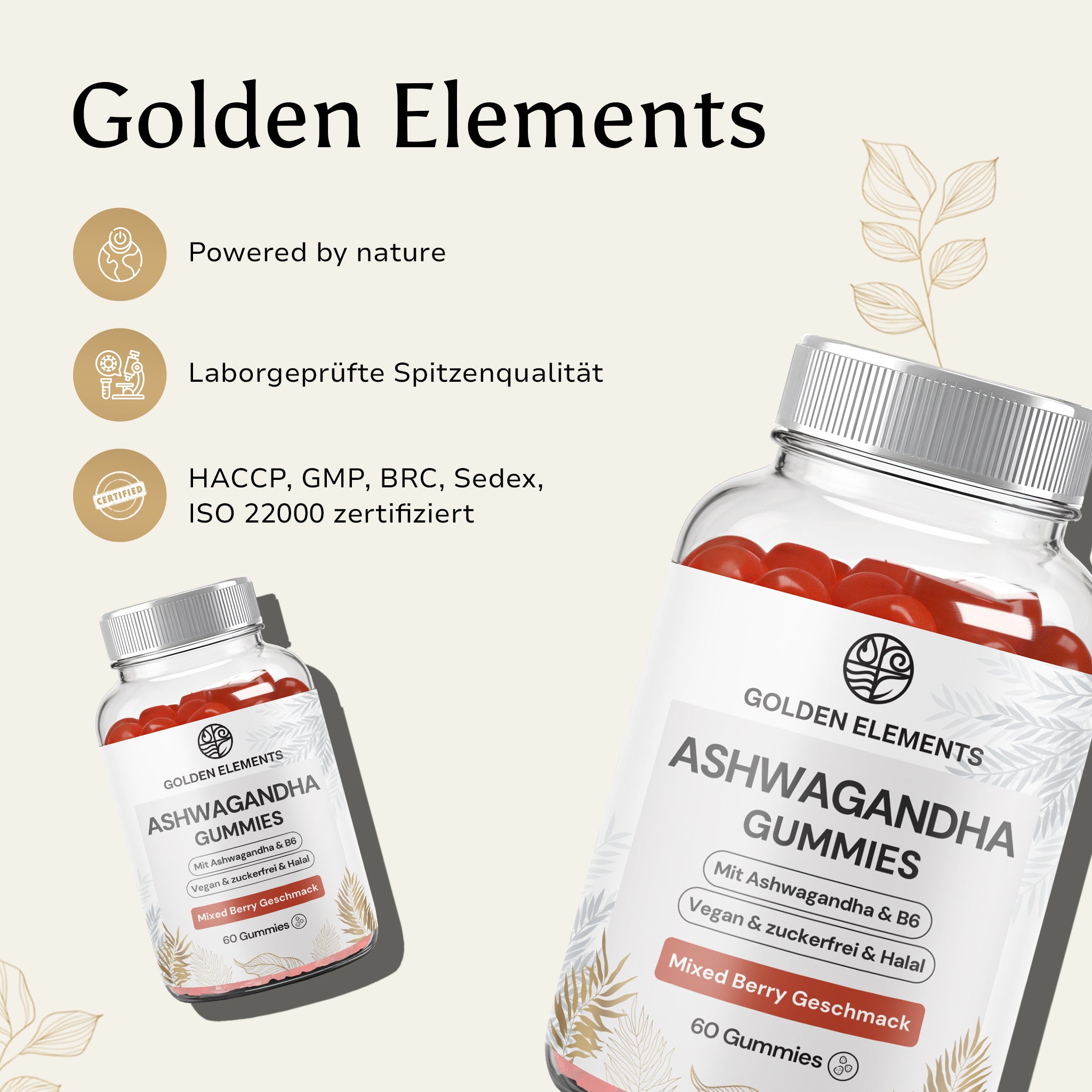 Premium Ashwagandha Gummies 300 + Vitamin B6, - 60 pieces