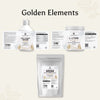Golden Elements Beauty and Glow Bundle mit Kollagen Marine Shots, MSM Pulver und L-Lysin Kapseln – Produktetiketten
