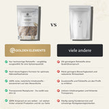 Vergleich von Golden Elements Bienenbrot mit herkömmlichen Alternativen. Vorteile wie hochwertige Rohstoffe, optimale Nährstoffaufnahme und transparente Rezepturen gegenüber oft minderwertigen Zutaten und fehlender Transparenz bei anderen Produkten.