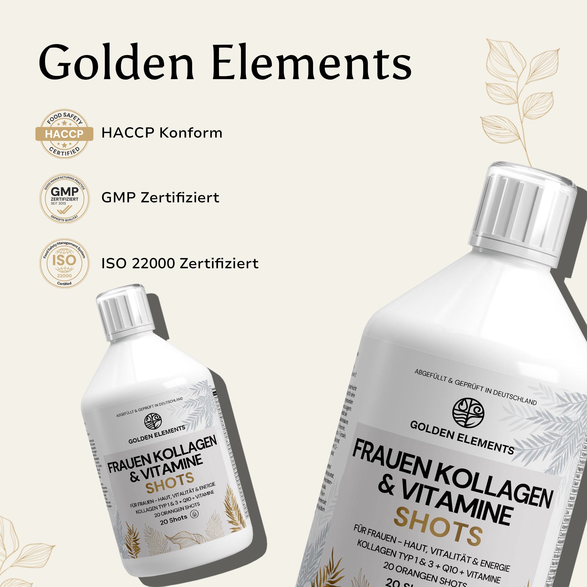 Golden Elements Frauen Kollagen & Vitamine Shots – Übersicht der Markenwerte, Reinheit und Qualitätsstandard