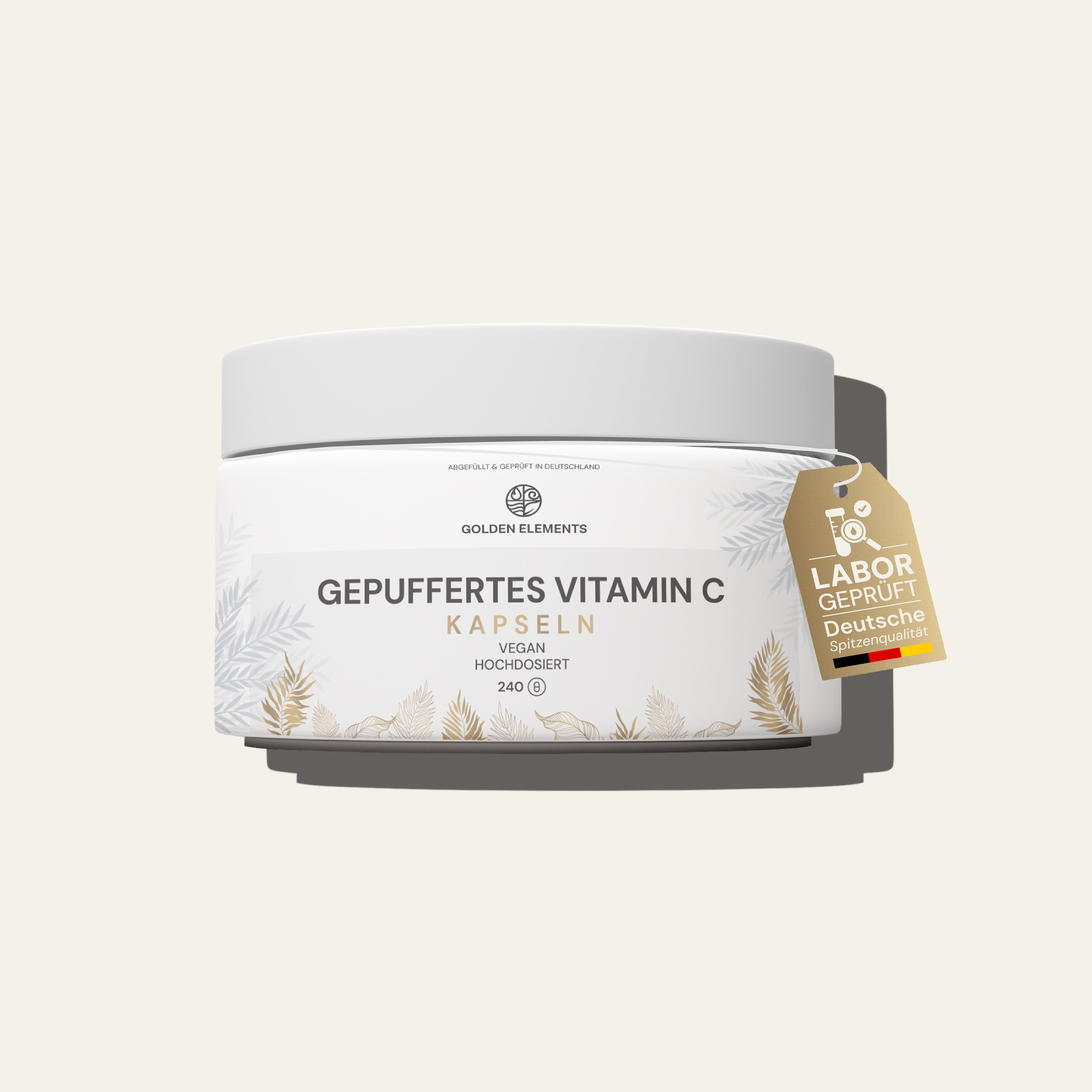  Produktbild von Golden Elements Gepufferten Vitamin C Kapseln – hochdosiertes, veganes Vitamin C in Premiumqualität