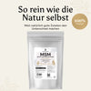 Werbegrafik für Golden Elements MSM Pulver mit den Merkmalen: Powered by nature, Laborgeprüfte Qualität, HACCP & ISO9001 zertifiziert.