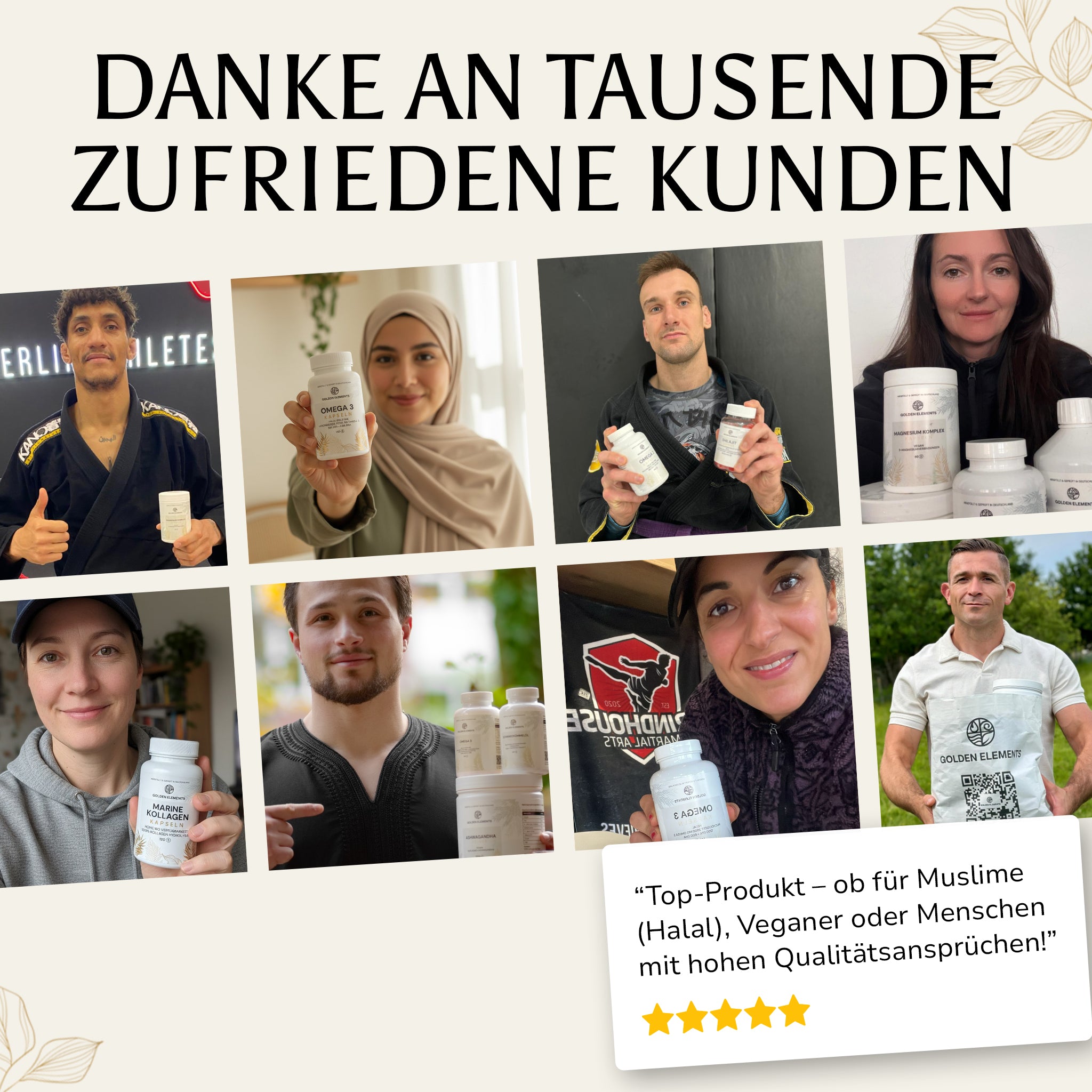 Golden Elements Magnesium 4-Fach Komplex Tabletten – echte Kundenfotos, Erfahrungsberichte und Dank an zufriedene Käufer