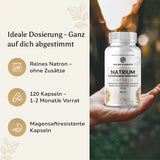 Golden Elements Natriumhydrogencarbonat Kapseln – Produktfoto in Naturumgebung mit Infos zur idealen Dosierung und Anwendung
