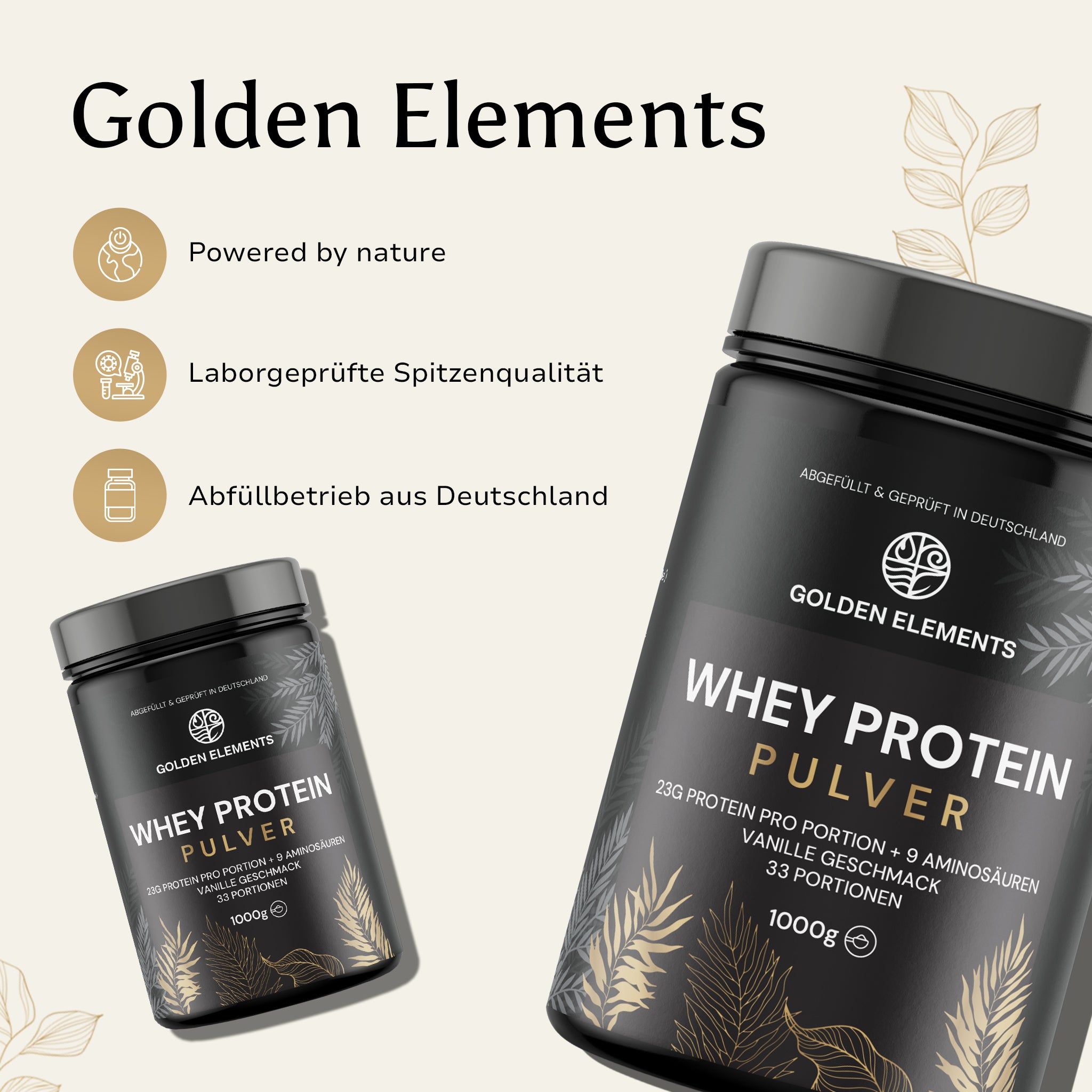 Golden Elements Whey Protein Vanille – Laborgeprüfte Qualität aus Deutschland