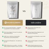 Vergleich Golden Elements Shilajit vs viele andere Marken – hochwertige Rohstoffe, reine Inhaltsstoffe, transparente Rezeptur, hoher Qualitätsanspruch.