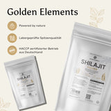 Golden Elements Shilajit Pulver – powered by nature, laborgeprüfte Spitzenqualität aus HACCP-zertifiziertem Betrieb in Deutschland.