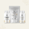 Golden Elements Zen Bundle mit Magnesium Komplex Kapseln, Ashwagandha Pulver und Schwarzkümmelöl Kapseln – Produktetiketten