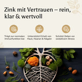 Golden Elements Zink Tabletten – Lifestyle-Mockup mit natürlichen Zutaten und Produktvorteilen für den täglichen Bedarf