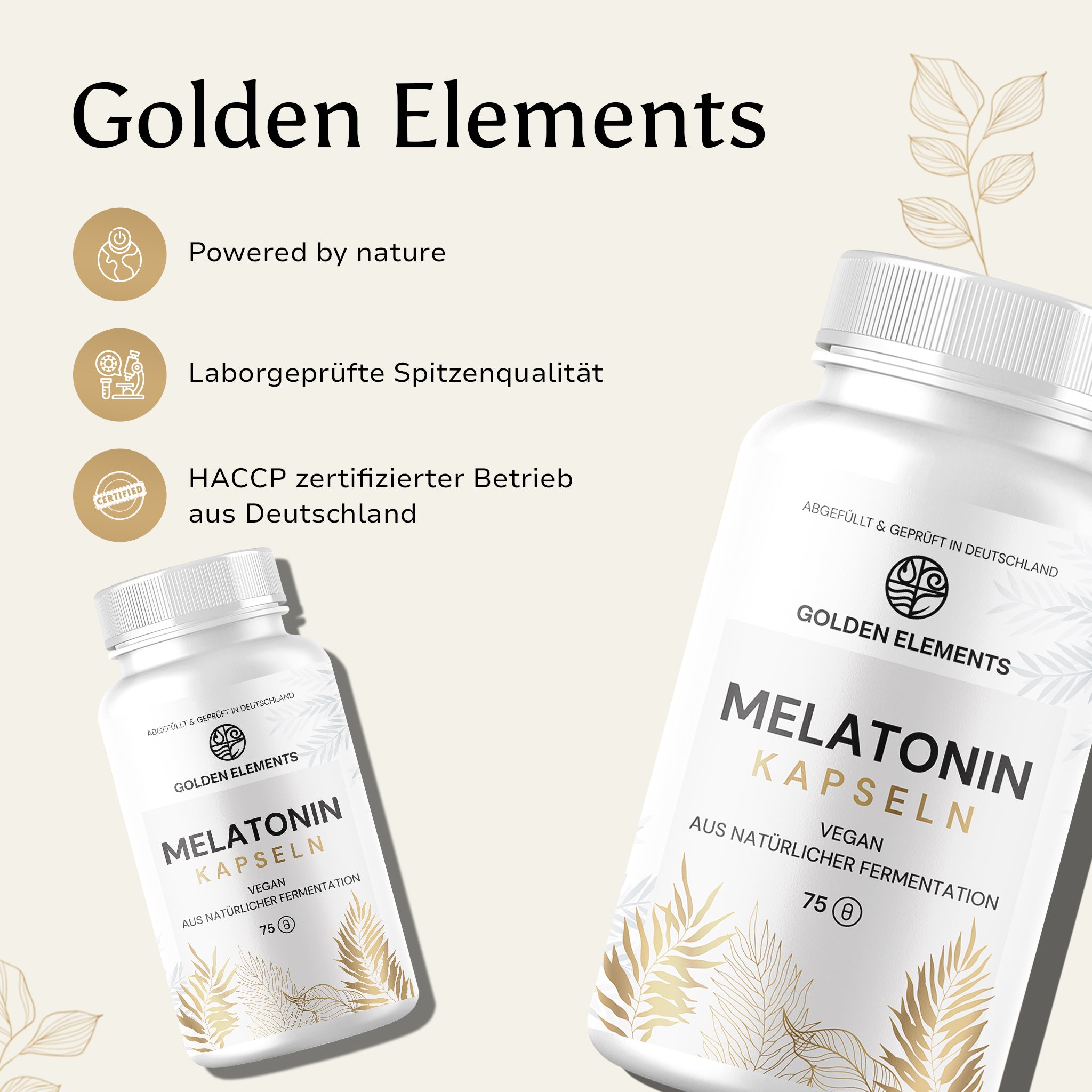 Visualisierung der Werte von Golden Elements – powered by nature, HACCP zertifiziert, laborgeprüft.