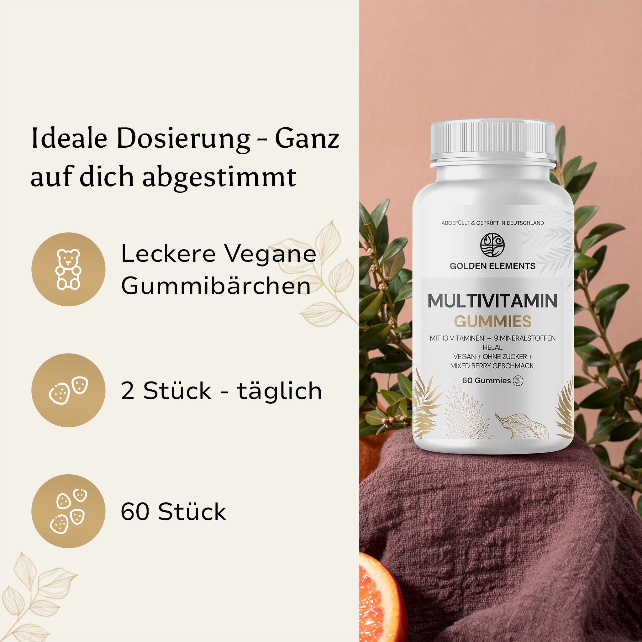 Vegane Multivitamin Gummibärchen in Mixed-Berry-Geschmack – täglich 2 Stück für eine einfache Versorgung mit Vitaminen