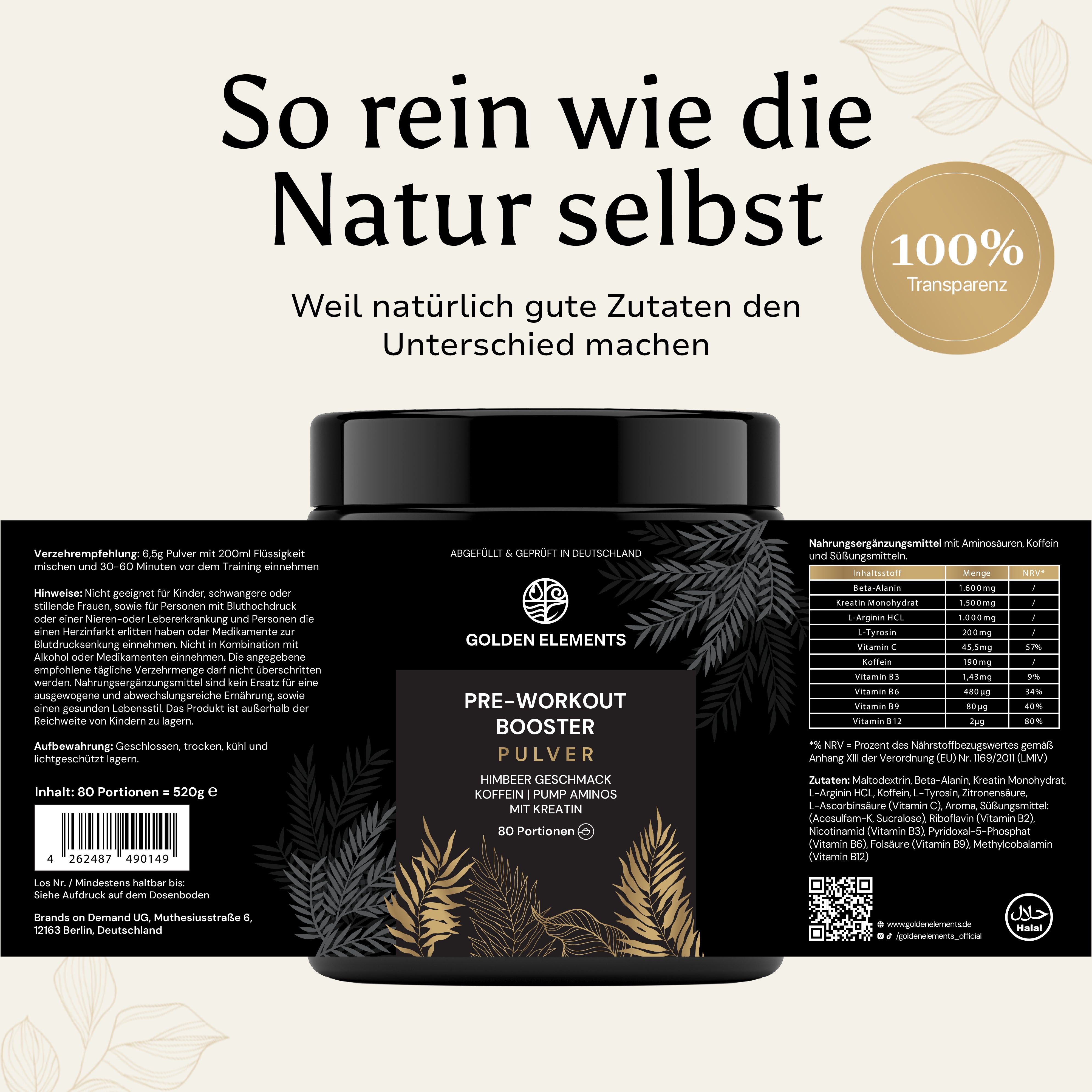 Ideale Dosierung für maximale Leistung – Golden Elements Pre-Workout Booster
