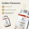 Zwei Flaschen Ashwagandha Gummies mit Icons für Laborgeprüfte Qualität und internationale Zertifizierungen