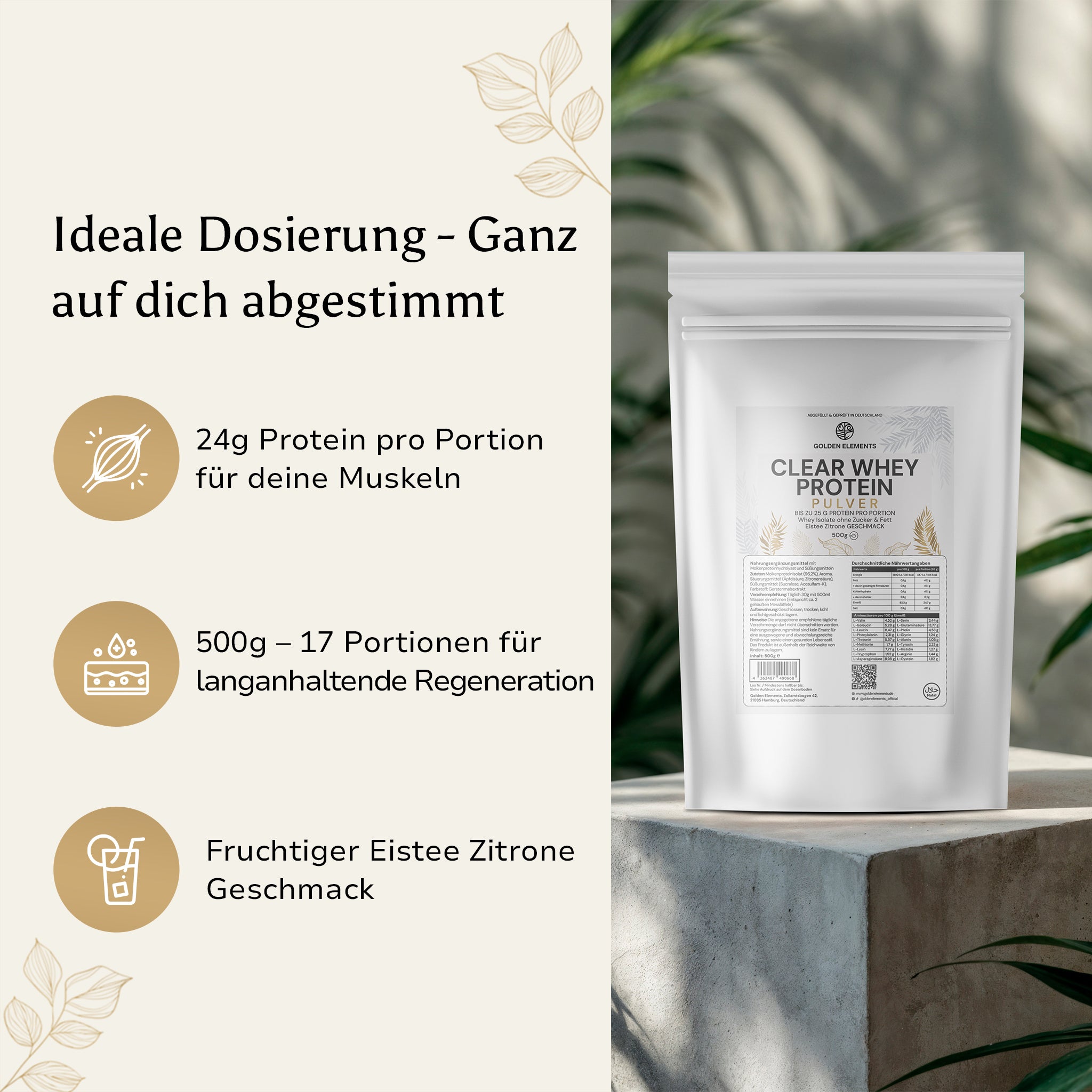 Ideale_Dosierung_fruchtiger_Geschmack_Clear_Whey_Protein_Estiee zitrone
