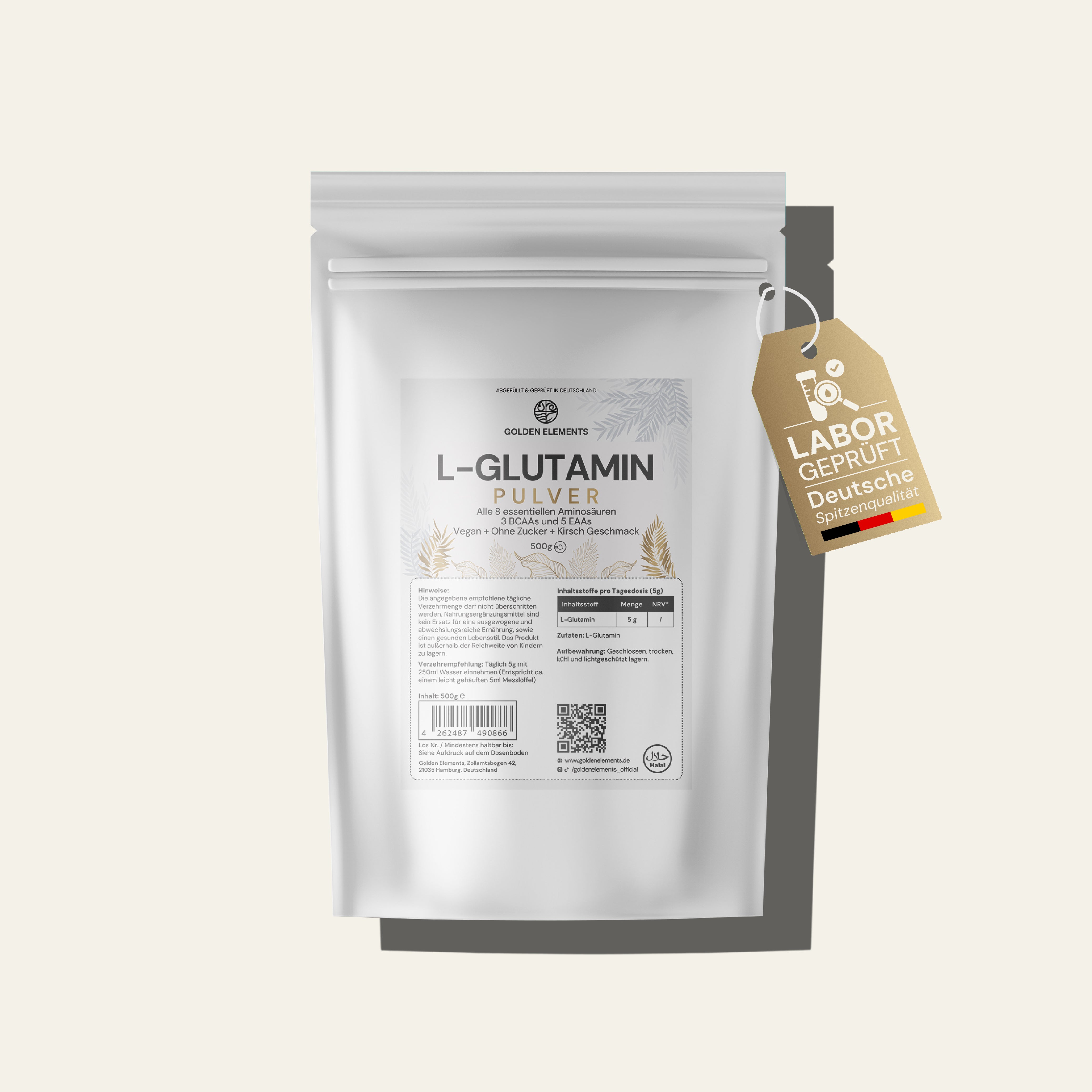 L-Glutamin Pulver - 3 Monate Vorrat - 500g